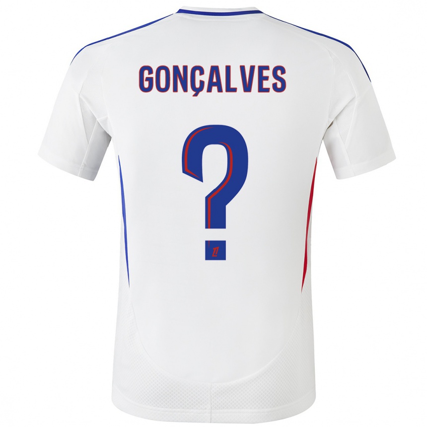 Kids Football Tiago Gonçalves #0 White Blue Home Jersey 2024/25 T-Shirt Canada