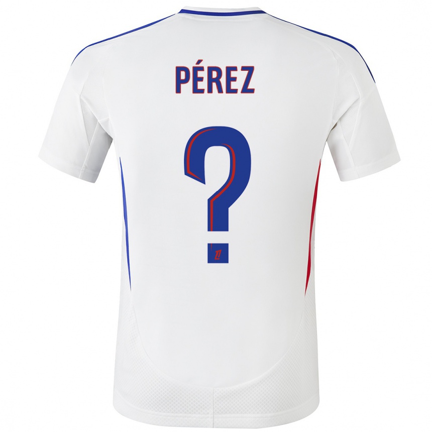 Kids Football Axel Pérez #0 White Blue Home Jersey 2024/25 T-Shirt Canada