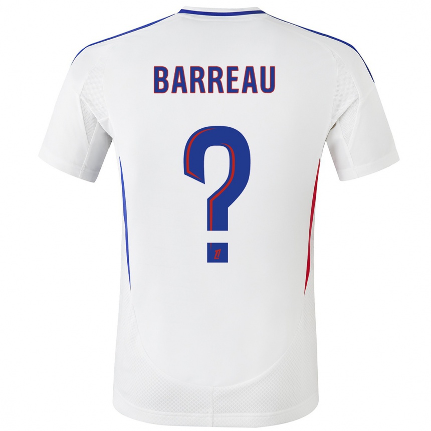 Kids Football Axel Barreau #0 White Blue Home Jersey 2024/25 T-Shirt Canada