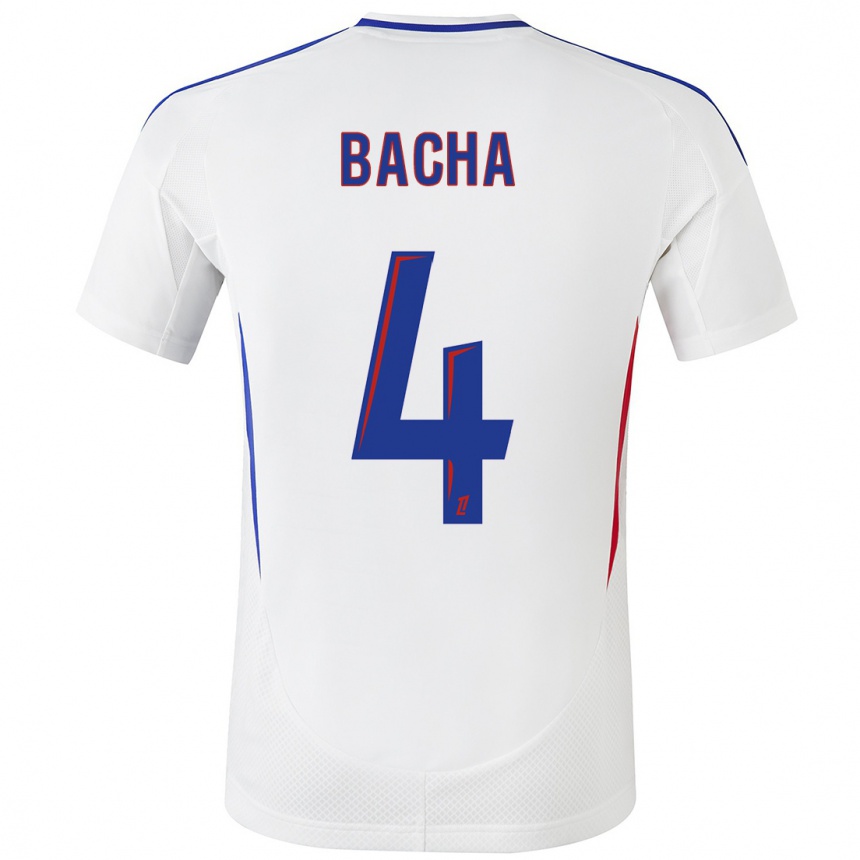 Kids Football Selma Bacha #4 White Blue Home Jersey 2024/25 T-Shirt Canada