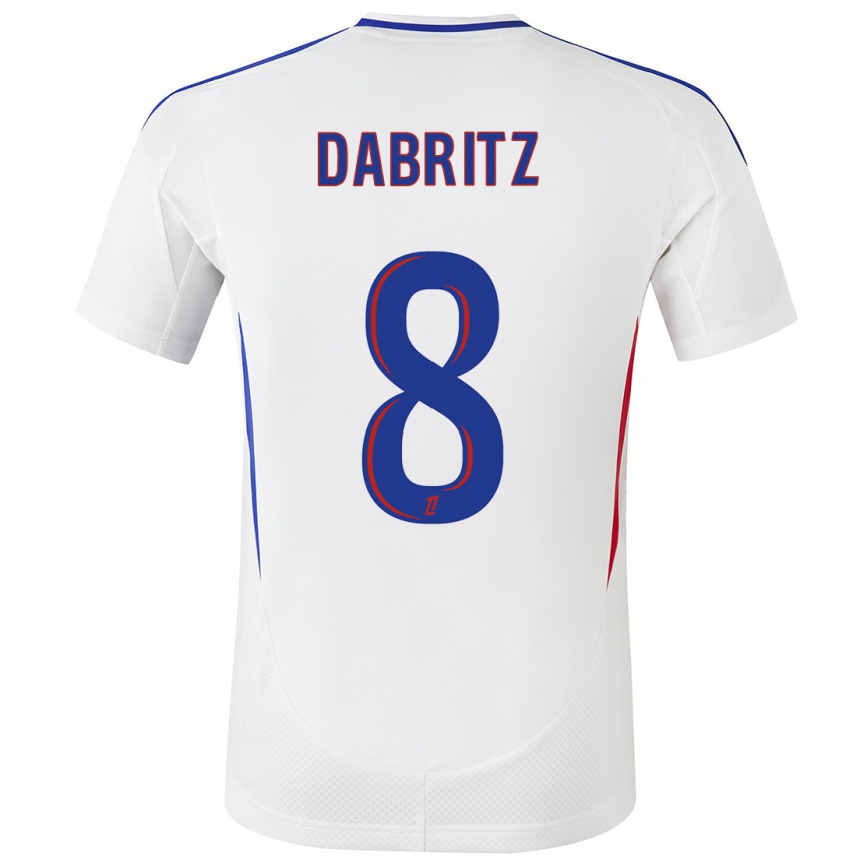 Kids Football Sara Däbritz #8 White Blue Home Jersey 2024/25 T-Shirt Canada