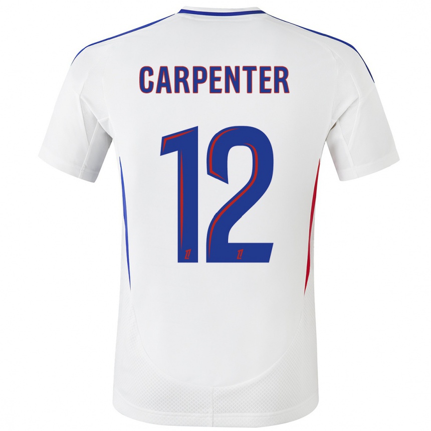 Kids Football Ellie Carpenter #12 White Blue Home Jersey 2024/25 T-Shirt Canada