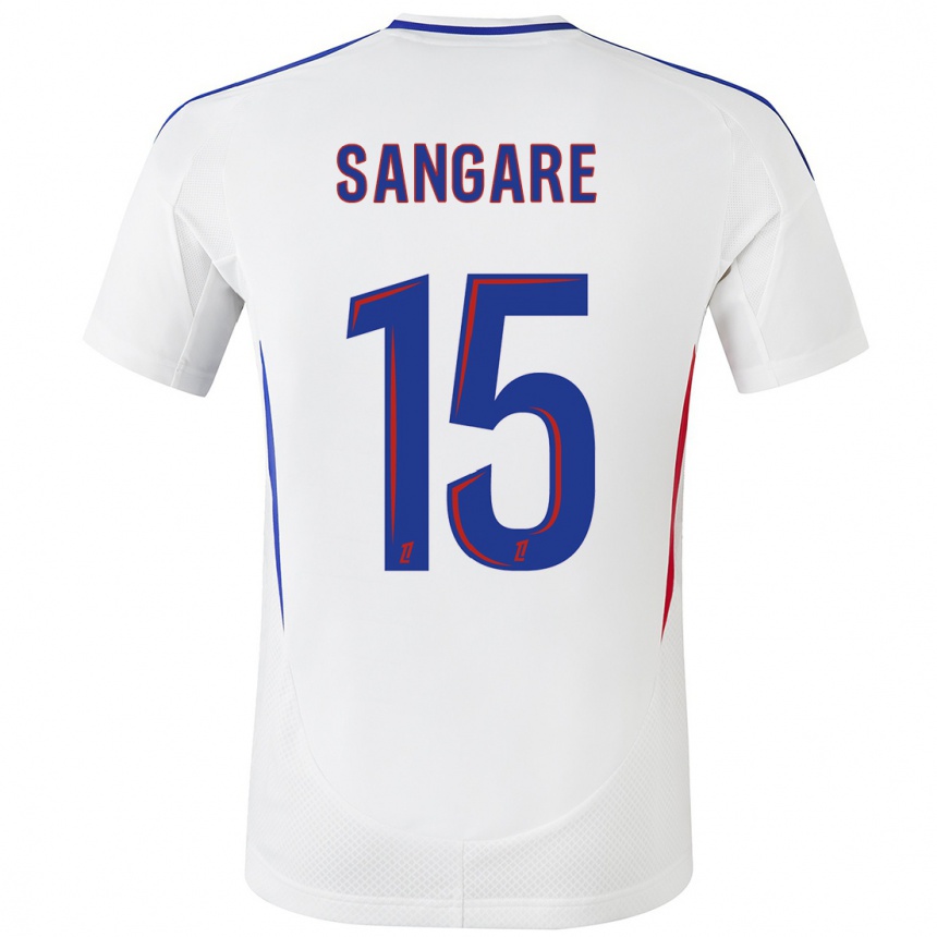 Kids Football Wassa Sangaré #15 White Blue Home Jersey 2024/25 T-Shirt Canada