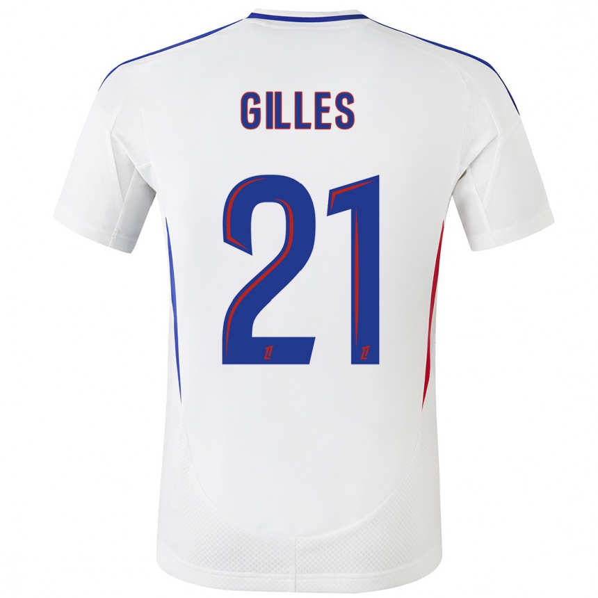 Kids Football Vanessa Gilles #21 White Blue Home Jersey 2024/25 T-Shirt Canada