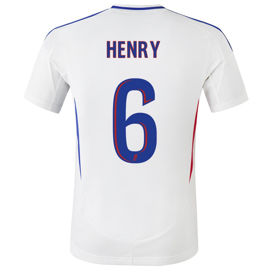 Kids Football Amandine Henry #6 White Blue Home Jersey 2024/25 T-Shirt Canada