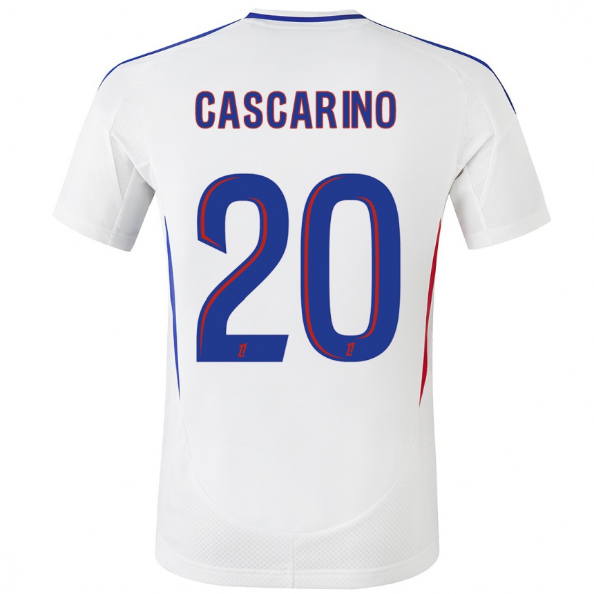 Enfant Football Maillot Delphine Cascarino #20 Blanc Bleu Tenues Domicile 2024/25 Canada