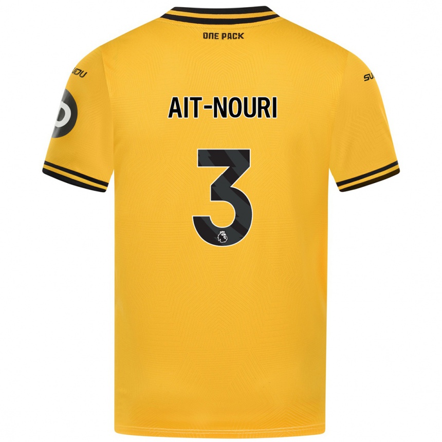 Enfant Football Maillot Rayan Aït-Nouri #3 Jaune Tenues Domicile 2024/25 Canada