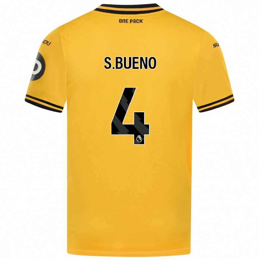 Kids Football Santiago Bueno #4 Yellow Home Jersey 2024/25 T-Shirt Canada