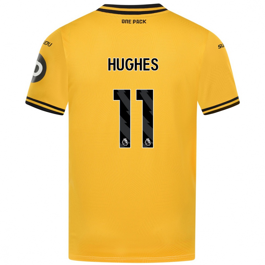 Enfant Football Maillot Amber Hughes #11 Jaune Tenues Domicile 2024/25 Canada