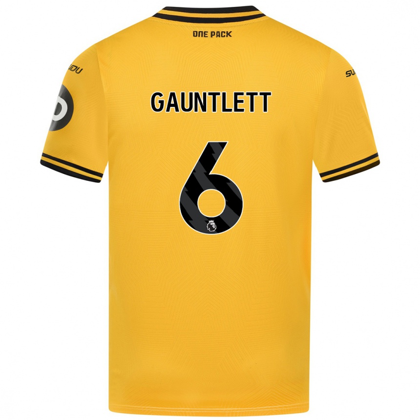 Kids Football Maz Gauntlett #6 Yellow Home Jersey 2024/25 T-Shirt Canada