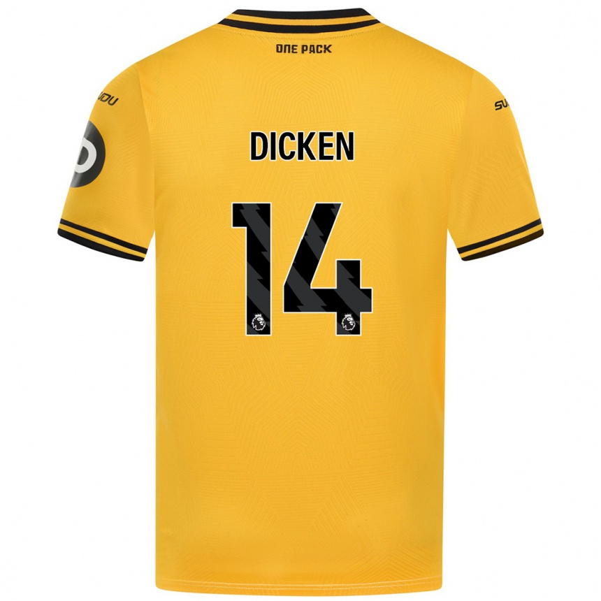 Kids Football Amy Dicken #14 Yellow Home Jersey 2024/25 T-Shirt Canada