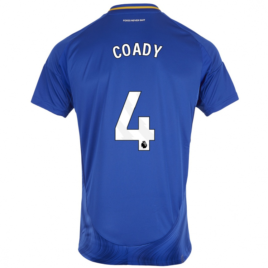 Enfant Football Maillot Conor Coady #4 Bleu Blanc Tenues Domicile 2024/25 Canada