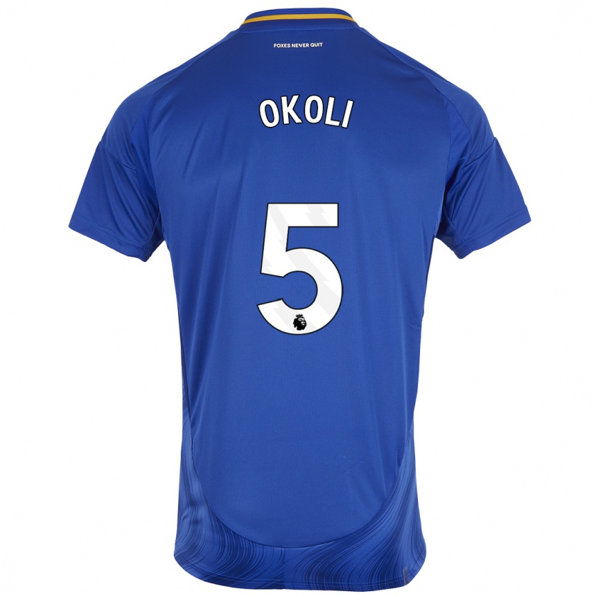 Enfant Football Maillot Caleb Okoli #5 Bleu Blanc Tenues Domicile 2024/25 Canada