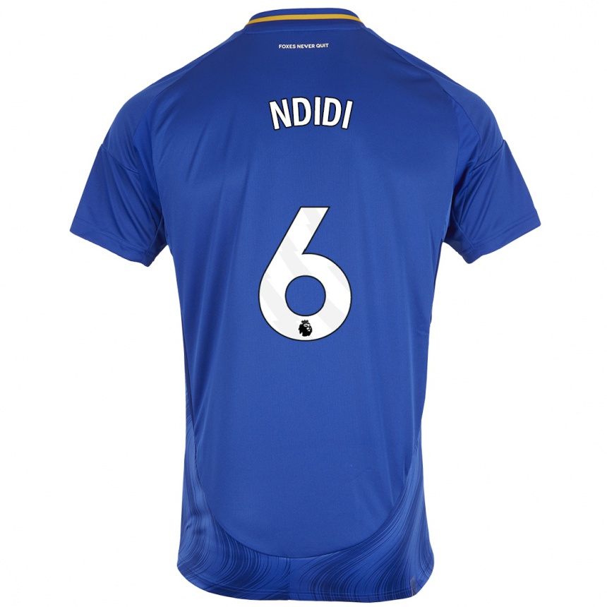 Kids Football Wilfred Ndidi #6 Blue White Home Jersey 2024/25 T-Shirt Canada