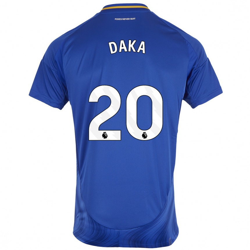 Kids Football Patson Daka #20 Blue White Home Jersey 2024/25 T-Shirt Canada