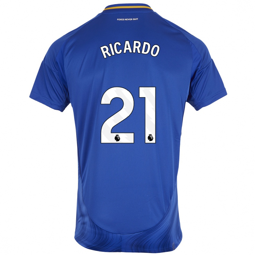 Kids Football Ricardo Pereira #21 Blue White Home Jersey 2024/25 T-Shirt Canada