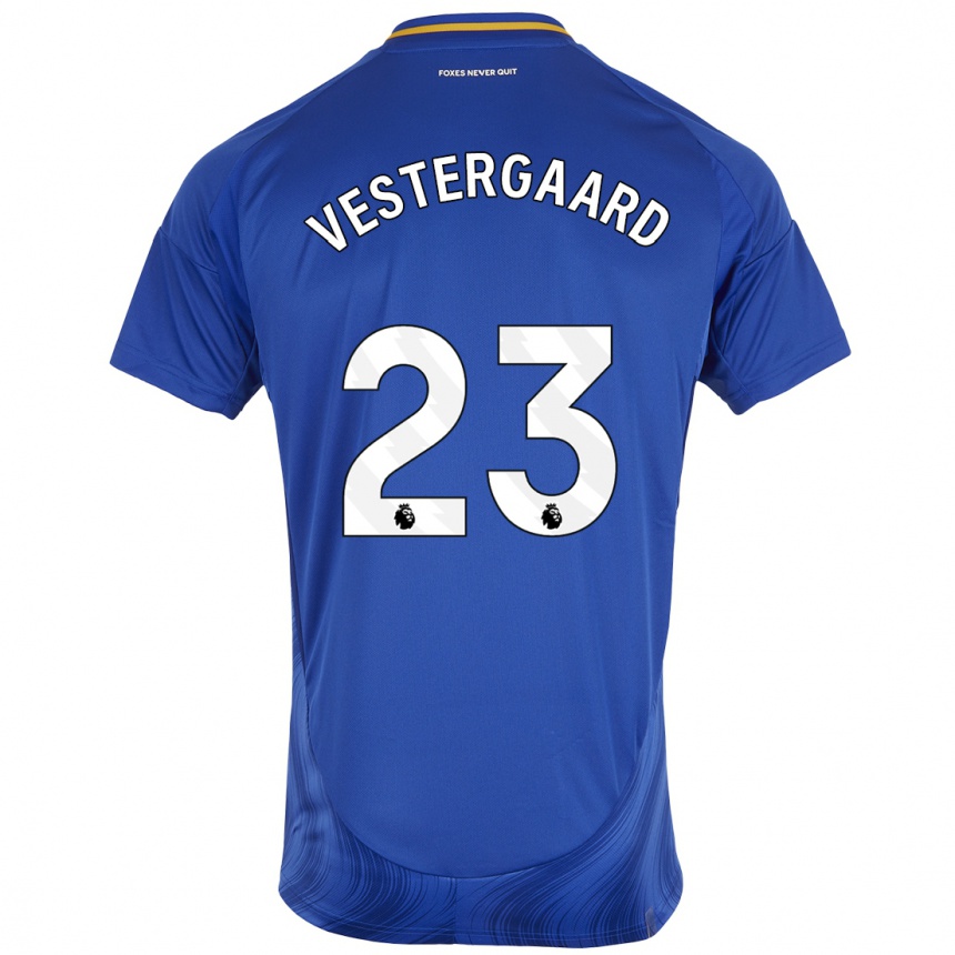 Enfant Football Maillot Jannik Vestergaard #23 Bleu Blanc Tenues Domicile 2024/25 Canada