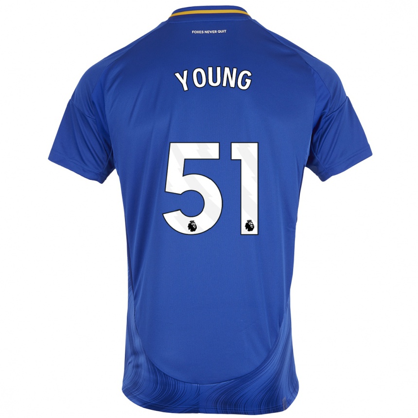 Kids Football Brad Young #51 Blue White Home Jersey 2024/25 T-Shirt Canada