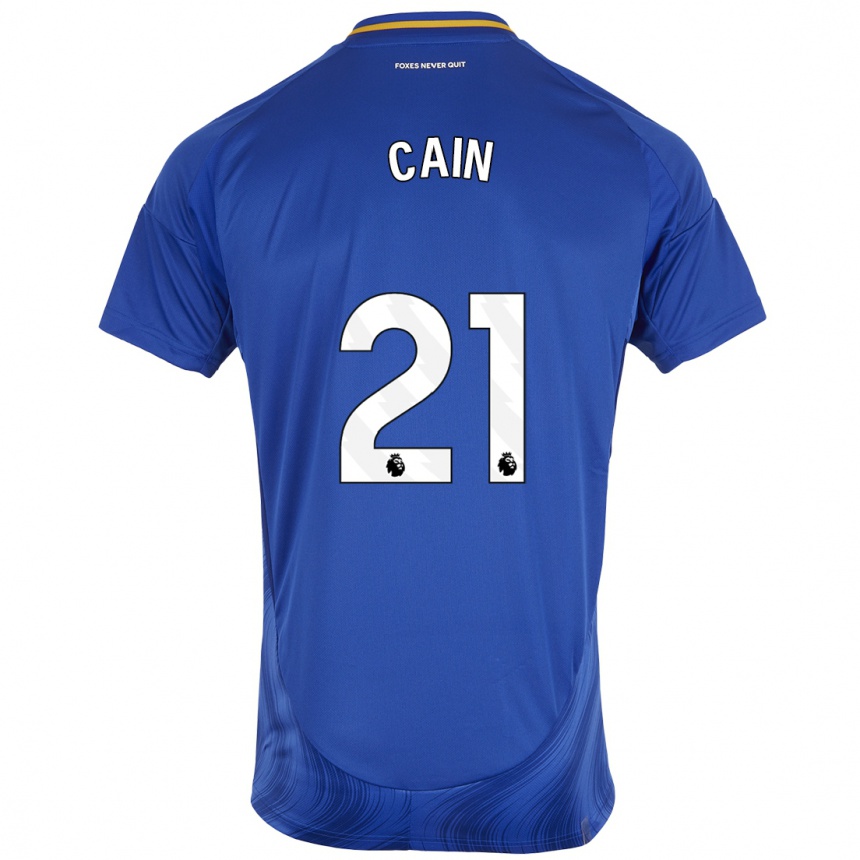 Kids Football Hannah Cain #21 Blue White Home Jersey 2024/25 T-Shirt Canada