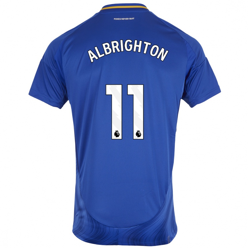 Kids Football Marc Albrighton #11 Blue White Home Jersey 2024/25 T-Shirt Canada