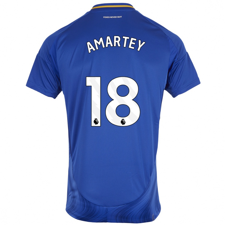 Kids Football Daniel Amartey #18 Blue White Home Jersey 2024/25 T-Shirt Canada