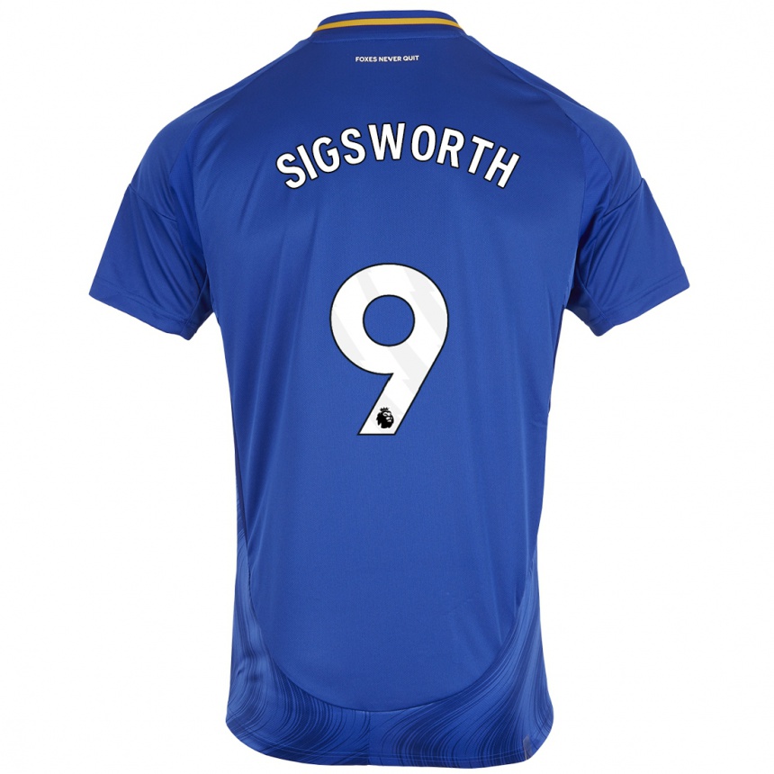 Enfant Football Maillot Jessica Sigsworth #9 Bleu Blanc Tenues Domicile 2024/25 Canada