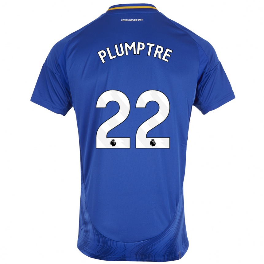 Enfant Football Maillot Ashleigh Plumptre #22 Bleu Blanc Tenues Domicile 2024/25 Canada