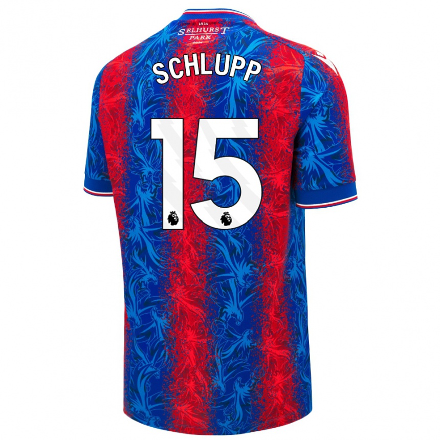 Kids Football Jeffrey Schlupp #15 Red Blue Stripes Home Jersey 2024/25 T-Shirt Canada