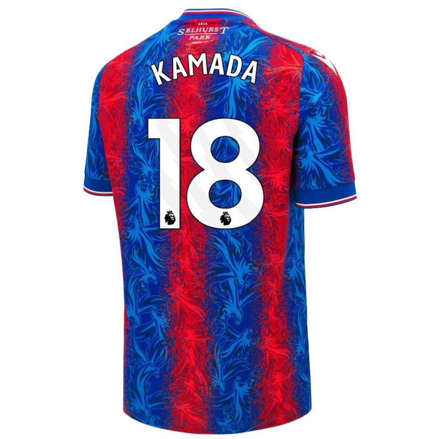 Kids Football Daichi Kamada #18 Red Blue Stripes Home Jersey 2024/25 T-Shirt Canada