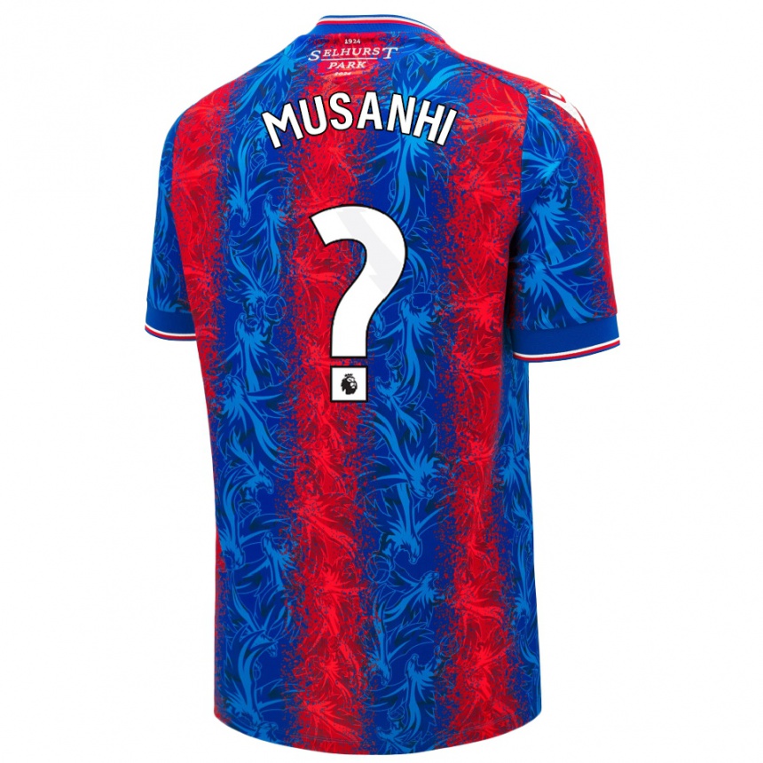 Kids Football Kurai Musanhi #0 Red Blue Stripes Home Jersey 2024/25 T-Shirt Canada