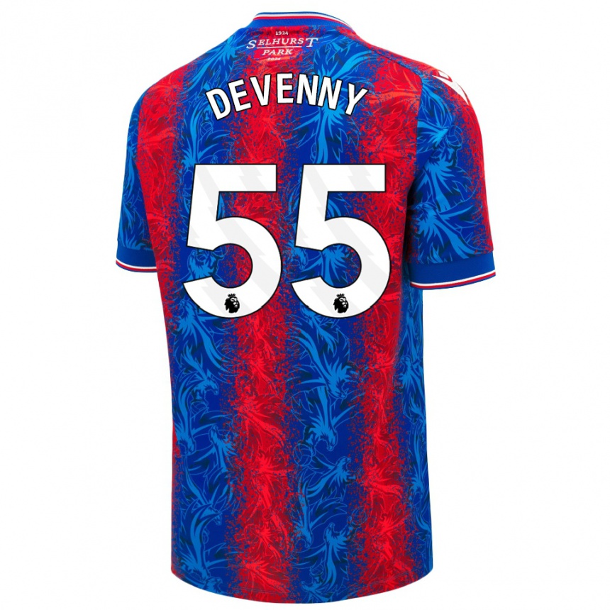 Kids Football Justin Devenny #55 Red Blue Stripes Home Jersey 2024/25 T-Shirt Canada