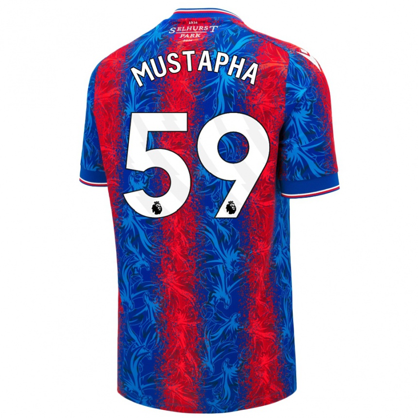 Kids Football Hindolo Mustapha #59 Red Blue Stripes Home Jersey 2024/25 T-Shirt Canada