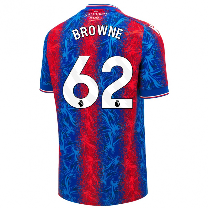 Kids Football Luke Browne #62 Red Blue Stripes Home Jersey 2024/25 T-Shirt Canada