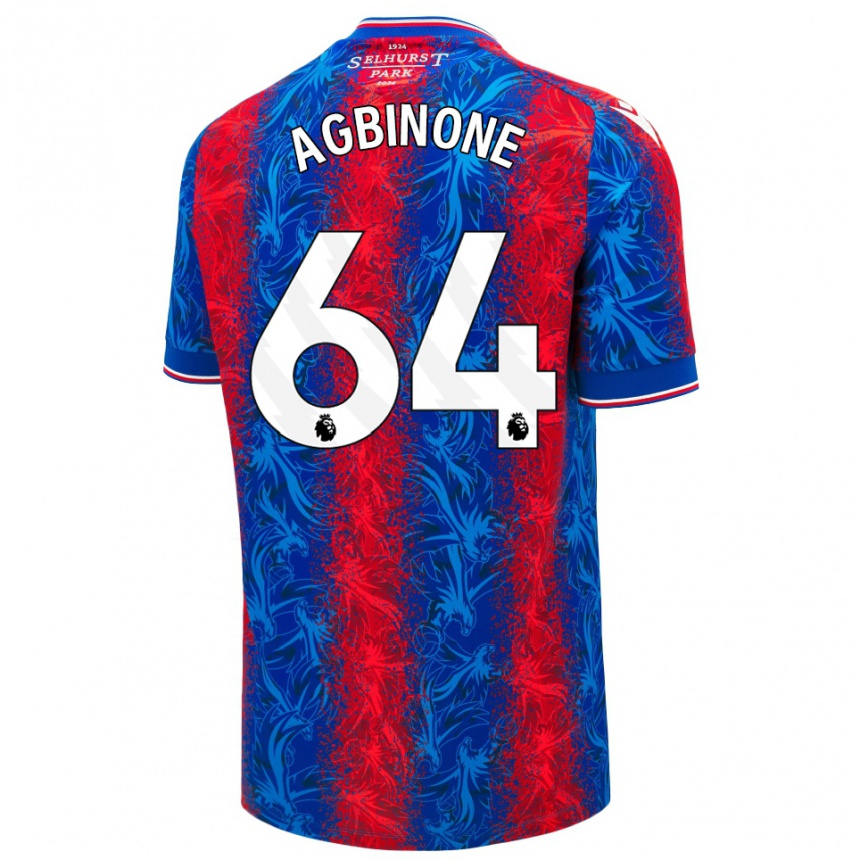 Kids Football Asher Agbinone #64 Red Blue Stripes Home Jersey 2024/25 T-Shirt Canada