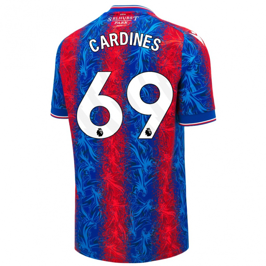 Kids Football Rio Cardines #69 Red Blue Stripes Home Jersey 2024/25 T-Shirt Canada