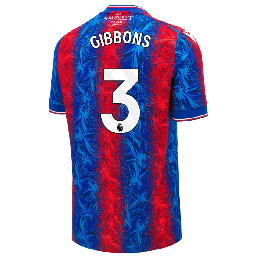 Kids Football Felicity Gibbons #3 Red Blue Stripes Home Jersey 2024/25 T-Shirt Canada