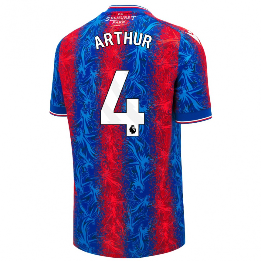 Kids Football Chloe Arthur #4 Red Blue Stripes Home Jersey 2024/25 T-Shirt Canada