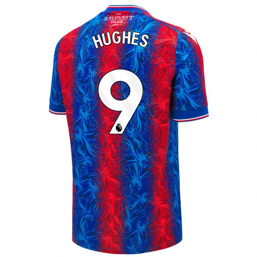 Kids Football Elise Hughes #9 Red Blue Stripes Home Jersey 2024/25 T-Shirt Canada