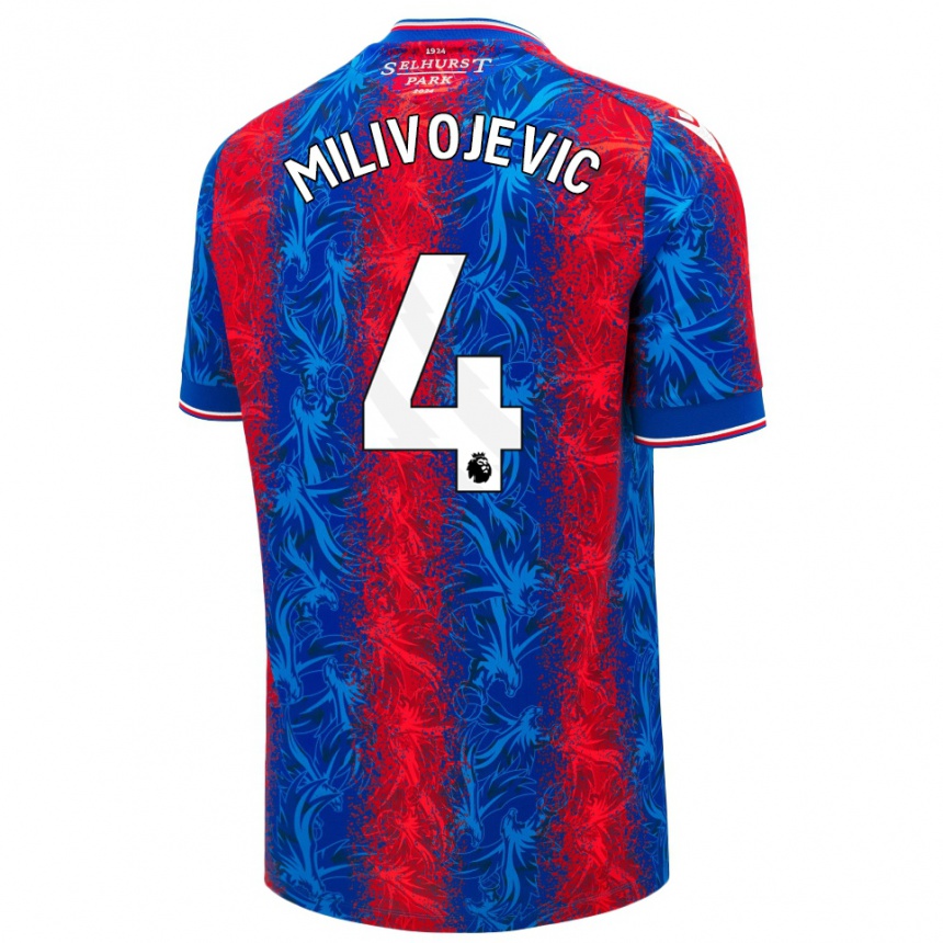 Kids Football Luka Milivojevic #4 Red Blue Stripes Home Jersey 2024/25 T-Shirt Canada