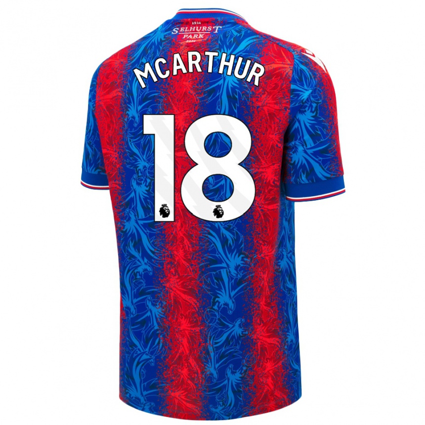 Kids Football James Mcarthur #18 Red Blue Stripes Home Jersey 2024/25 T-Shirt Canada