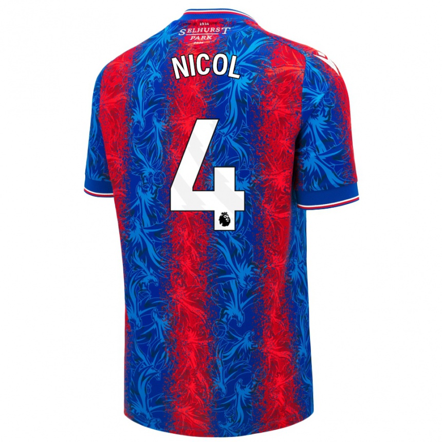 Enfant Football Maillot Leigh Nicol #4 Rayures Rouges Et Bleues Tenues Domicile 2024/25 Canada