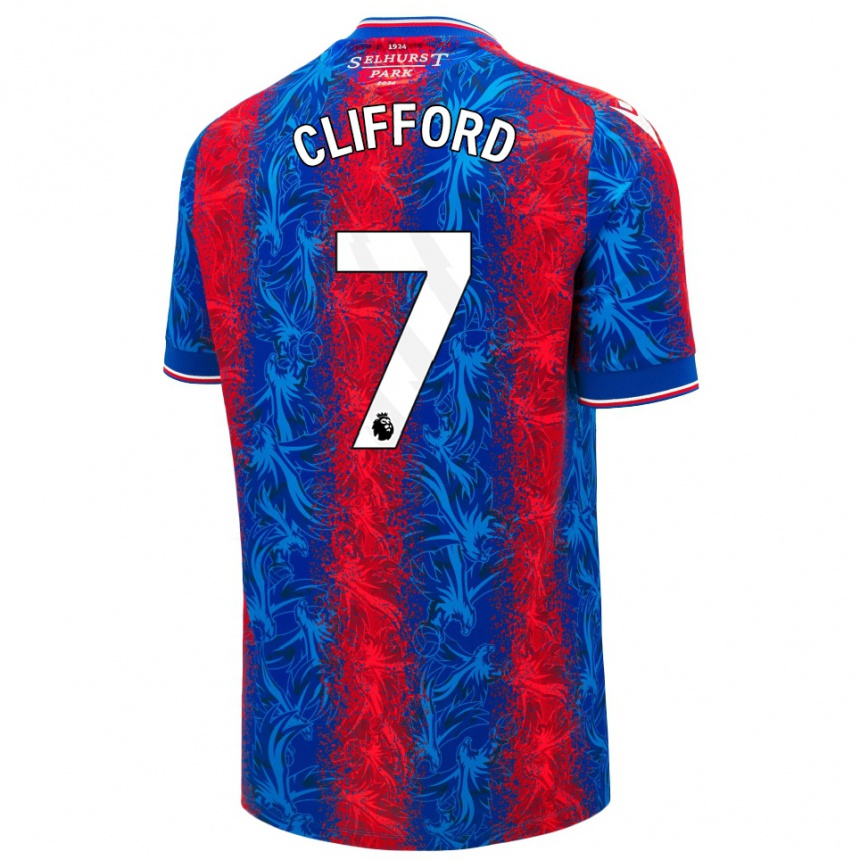 Kids Football Charley Clifford #7 Red Blue Stripes Home Jersey 2024/25 T-Shirt Canada