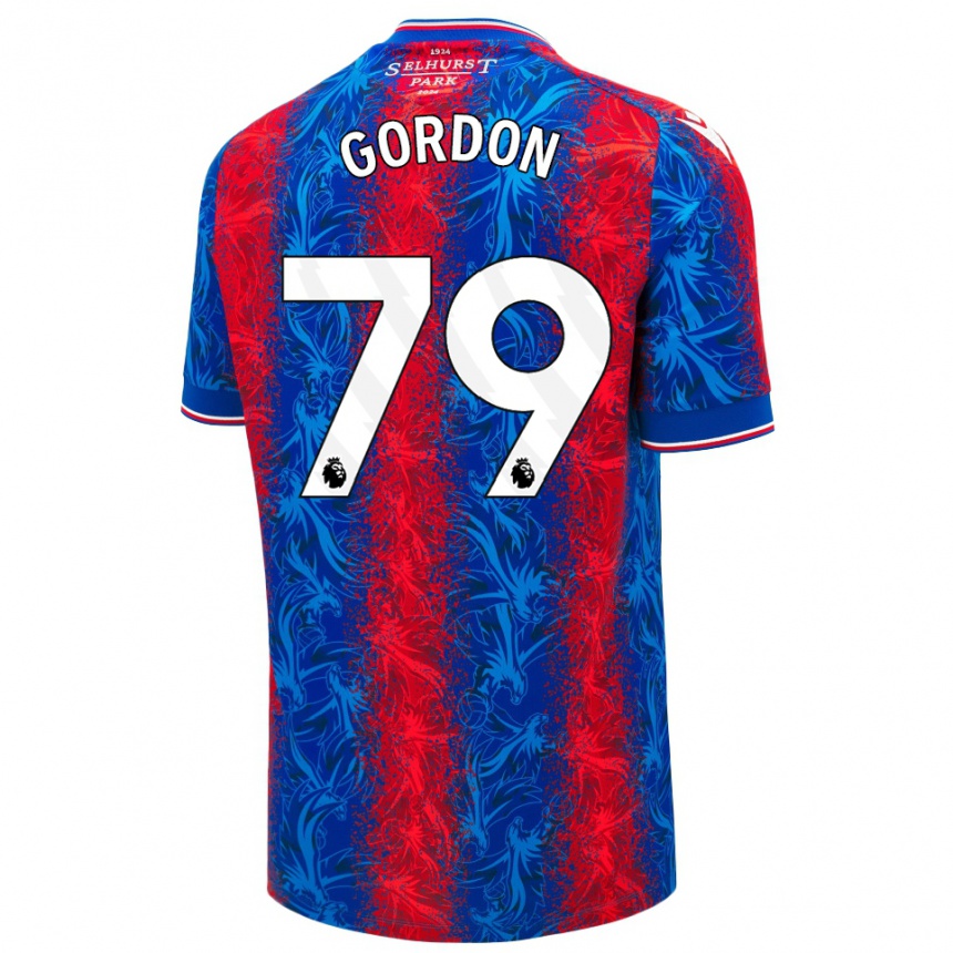 Kids Football John-Kymani Gordon #79 Red Blue Stripes Home Jersey 2024/25 T-Shirt Canada