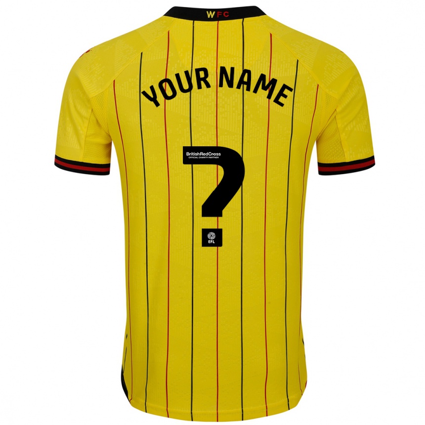 Kids Football Your Name #0 Yellow Black Home Jersey 2024/25 T-Shirt Canada