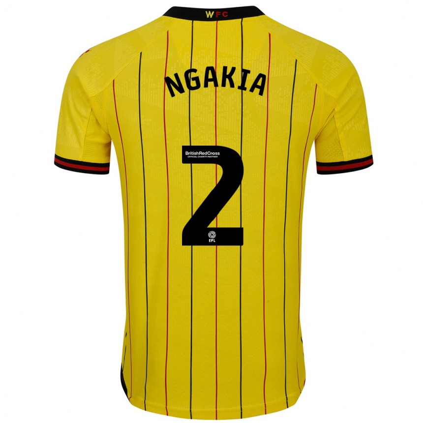 Kids Football Jeremy Ngakia #2 Yellow Black Home Jersey 2024/25 T-Shirt Canada