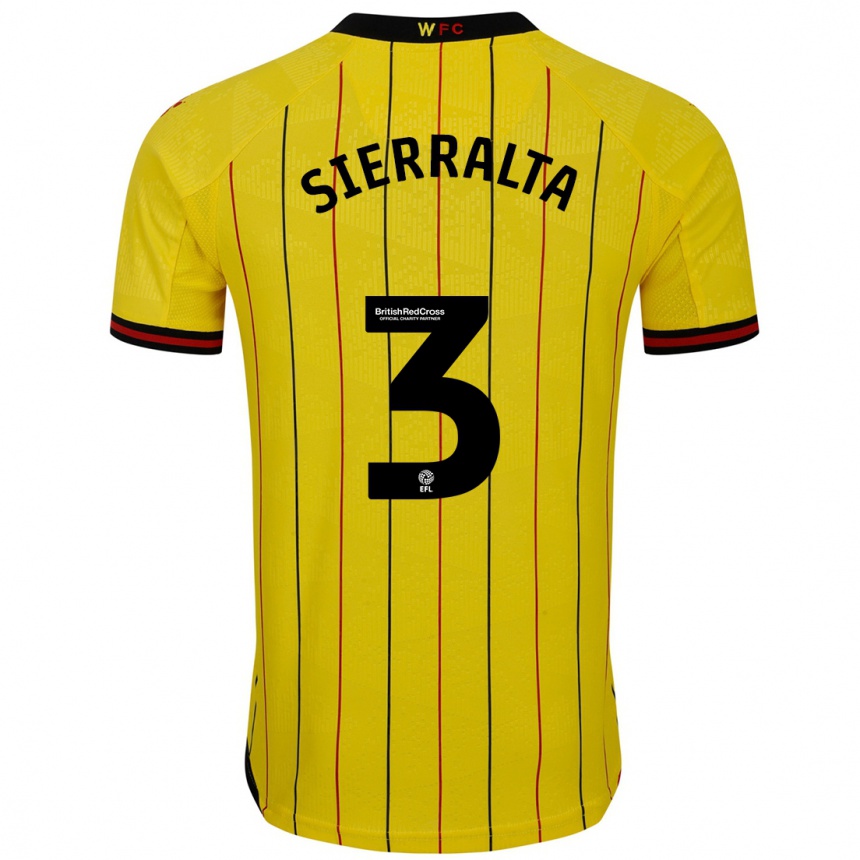 Kids Football Francisco Sierralta #3 Yellow Black Home Jersey 2024/25 T-Shirt Canada