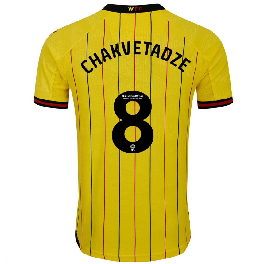 Kids Football Giorgi Chakvetadze #8 Yellow Black Home Jersey 2024/25 T-Shirt Canada