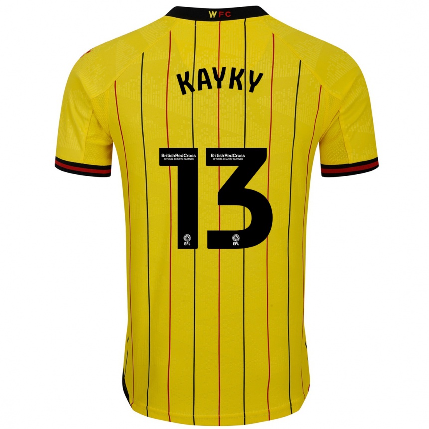 Kids Football Kayky Almeida #13 Yellow Black Home Jersey 2024/25 T-Shirt Canada