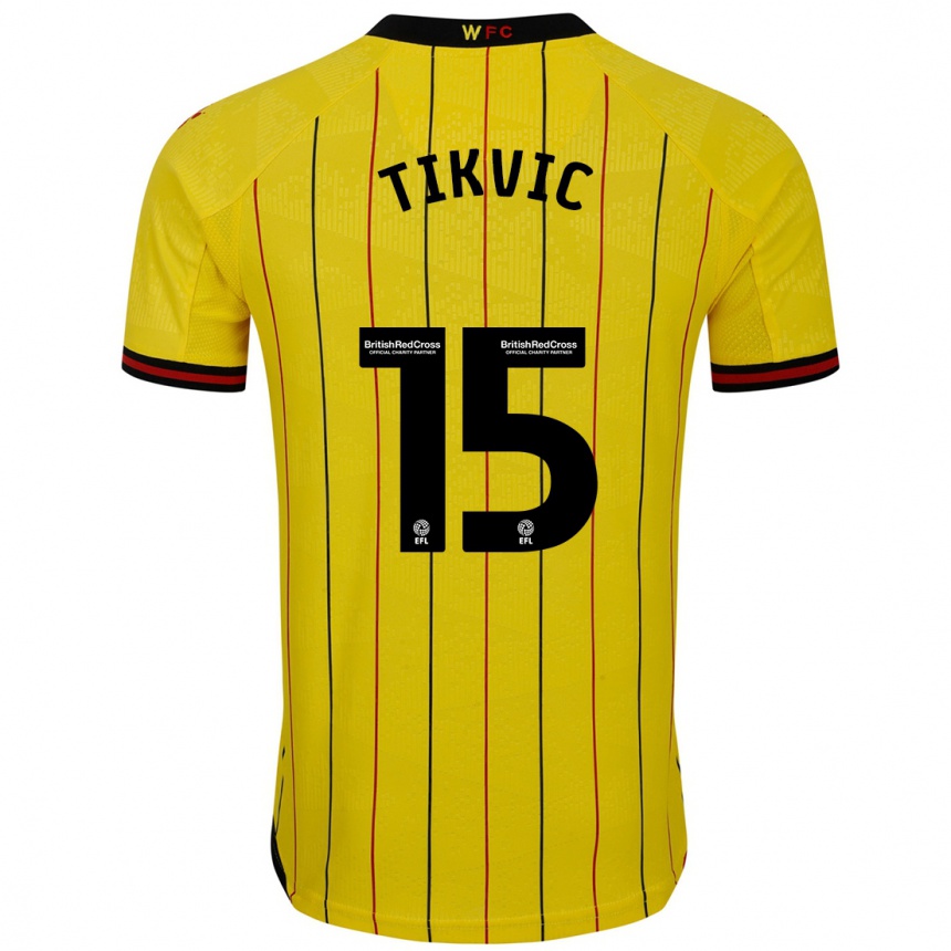 Kids Football Antonio Tikvic #15 Yellow Black Home Jersey 2024/25 T-Shirt Canada