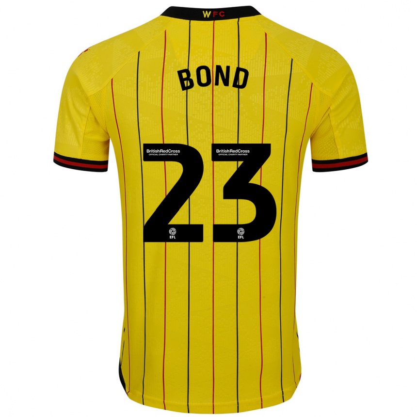 Kids Football Jonathan Bond #23 Yellow Black Home Jersey 2024/25 T-Shirt Canada